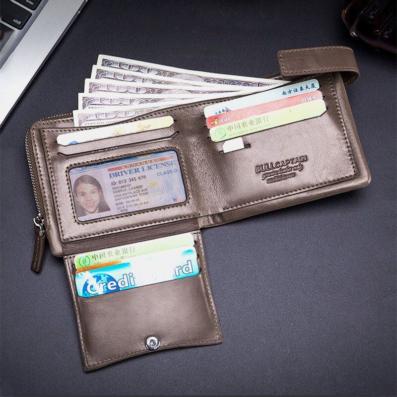 Herren Echtes Leder Anti Diebstahlretro Business Multi Card Slot Leder Kartenetui Portemonnaie