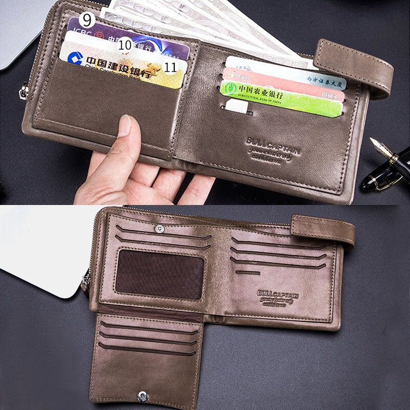 Herren Echtes Leder Anti Diebstahlretro Business Multi Card Slot Leder Kartenetui Portemonnaie