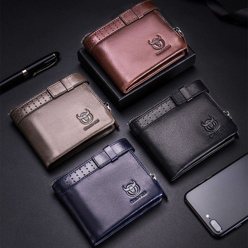 Herren Echtes Leder Anti Diebstahlretro Business Multi Card Slot Leder Kartenetui Portemonnaie