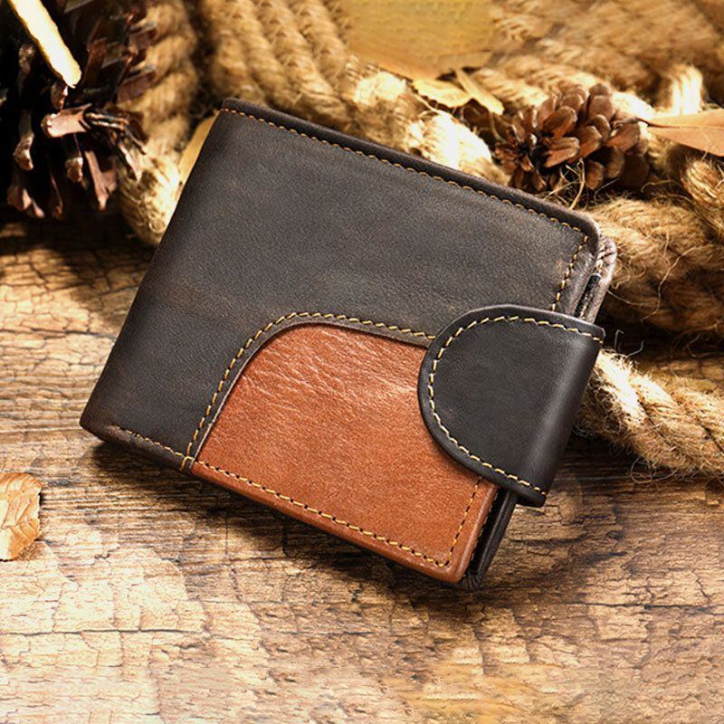 Herren Echtes Leder Bifold Anti Diebstahl Multi Kartensteckplatz Retro Casual Kartenhalter Münzgeldbörse