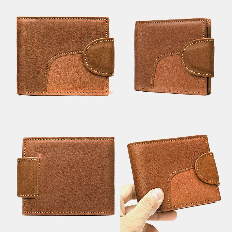 Herren Echtes Leder Bifold Anti Diebstahl Multi Kartensteckplatz Retro Casual Kartenhalter Münzgeldbörse