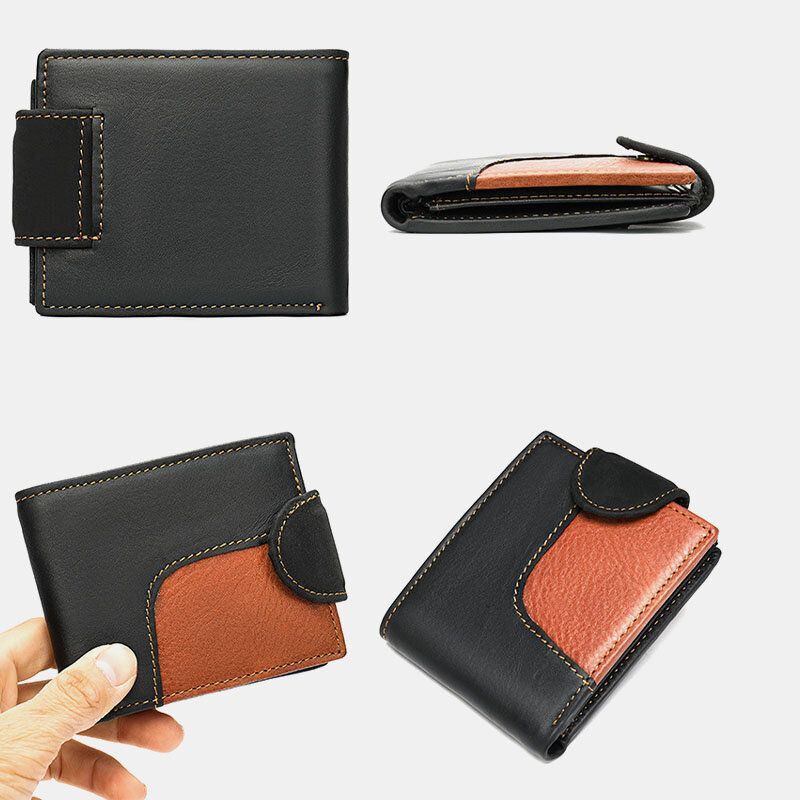 Herren Echtes Leder Bifold Anti Diebstahl Multi Kartensteckplatz Retro Casual Kartenhalter Münzgeldbörse