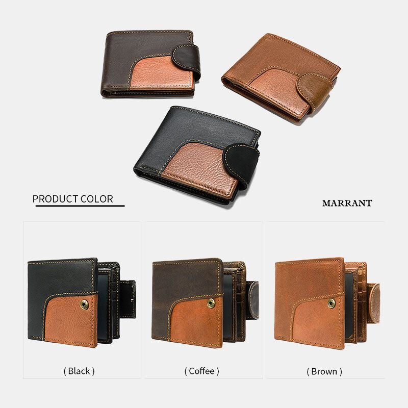 Herren Echtes Leder Bifold Anti Diebstahl Multi Kartensteckplatz Retro Casual Kartenhalter Münzgeldbörse