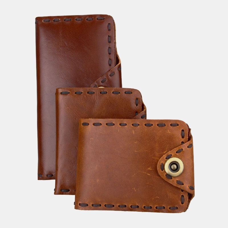 Herren Echtes Leder Bifold Multi Kartenfach Retro Rindsleder Kartenhalter Geldscheinklammer Geldbörse Brieftasche