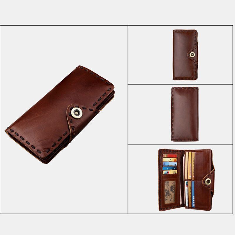 Herren Echtes Leder Bifold Multi Kartenfach Retro Rindsleder Kartenhalter Geldscheinklammer Geldbörse Brieftasche