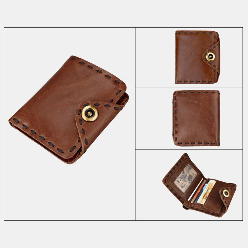 Herren Echtes Leder Bifold Multi Kartenfach Retro Rindsleder Kartenhalter Geldscheinklammer Geldbörse Brieftasche