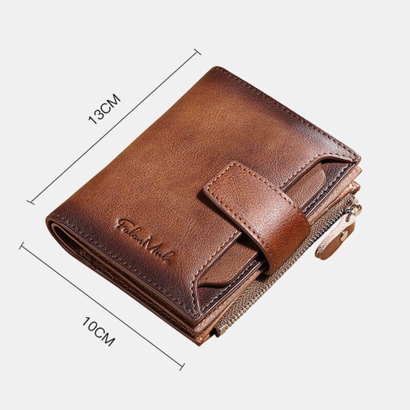 Herren Echtes Leder Bifold Rfid Blocking 18 Kartenfächer Retro Große Kapazität Faltbare Kartenhalter Geldbörse Geldbörse Führerschein Geldbörse