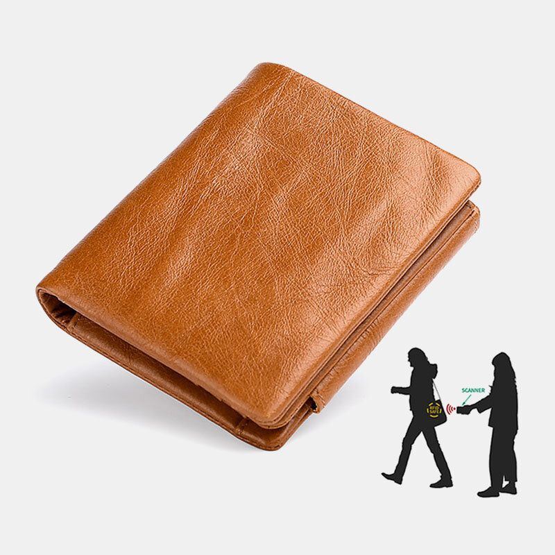 Herren Echtes Leder Rindsleder Retro Business Trifold Multi Slot Coin Bag Kartenhalter Wallet