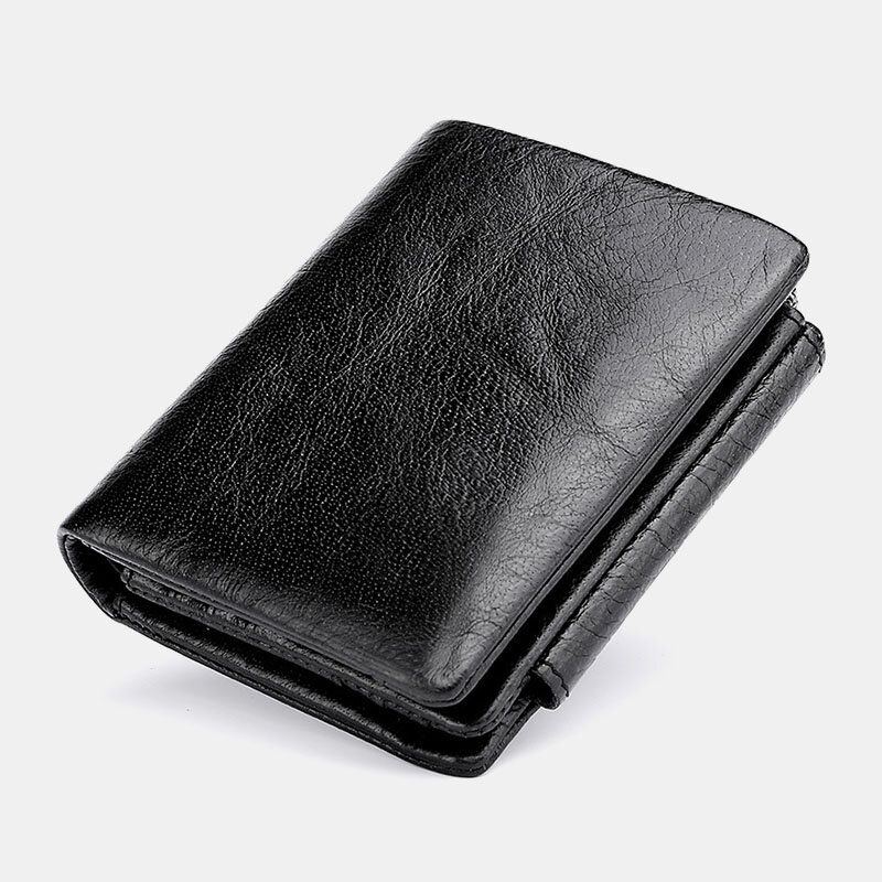 Herren Echtes Leder Rindsleder Retro Business Trifold Multi Slot Coin Bag Kartenhalter Wallet