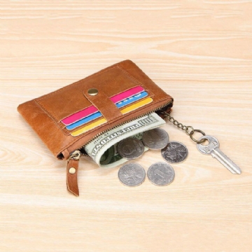 Herren Echtleder 3 Kartenfächer Retro Schlüsselanhänger Etui