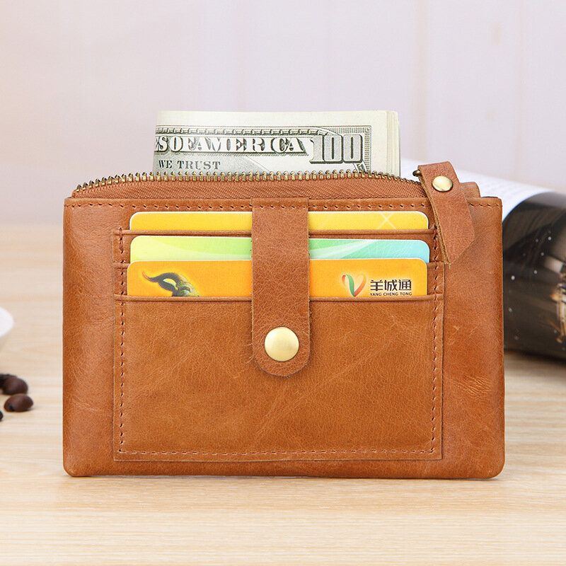 Herren Echtleder 3 Kartenfächer Retro Schlüsselanhänger Etui