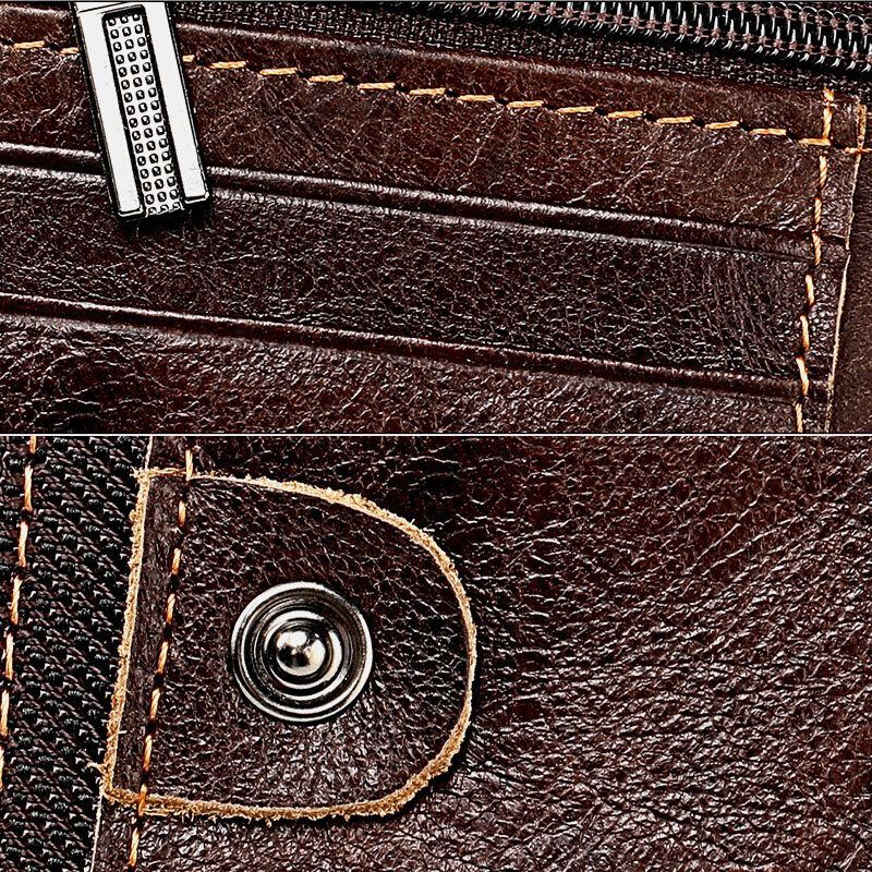 Herren Echtleder Anti Diebstahl Doppelreißverschluss Retro Business Multi Card Slot Leder Kartenhalter Geldbörse