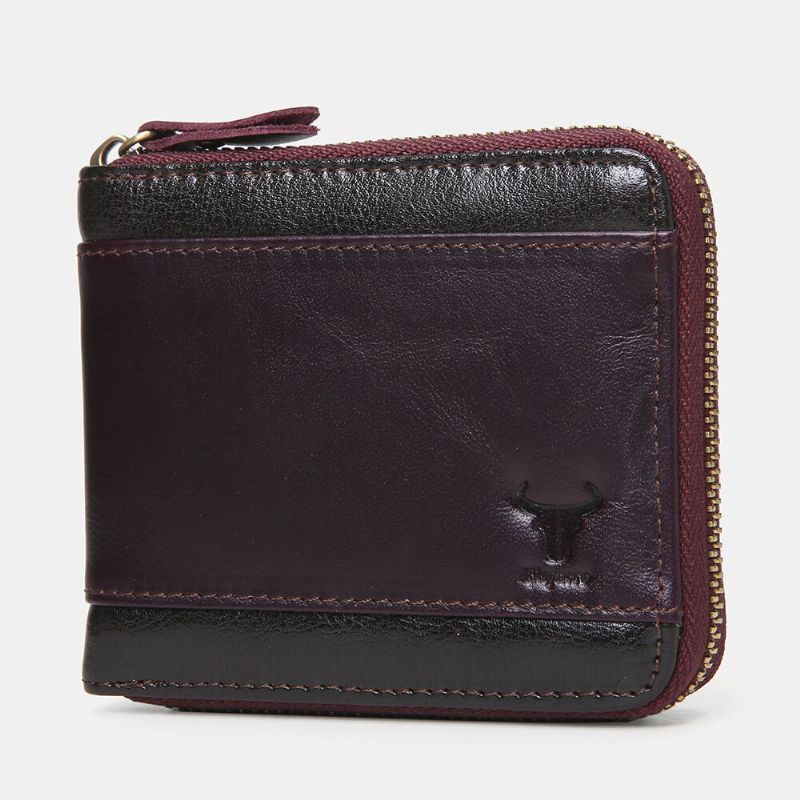 Herren Echtleder Anti Diebstahl Reißverschluss Retro Business Multi Card Slot Leder Kartenhalter Geldbörse