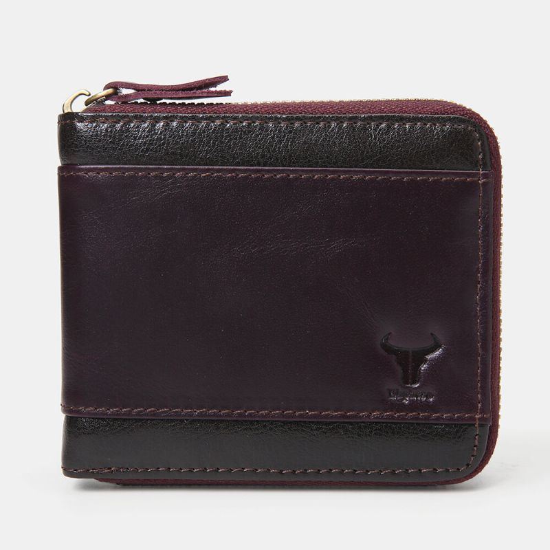 Herren Echtleder Anti Diebstahl Reißverschluss Retro Business Multi Card Slot Leder Kartenhalter Geldbörse