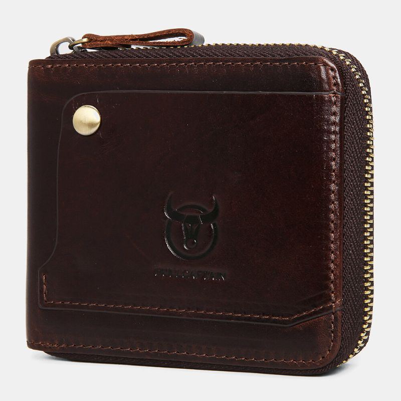 Herren Echtleder Multifunktions Bifold Reißverschluss Geldbörsen Antimagnetischer Multi Card Slot Kartenhalter Geldbörse