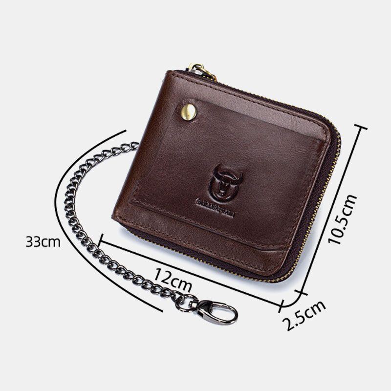 Herren Echtleder Multifunktions Bifold Reißverschluss Geldbörsen Antimagnetischer Multi Card Slot Kartenhalter Geldbörse