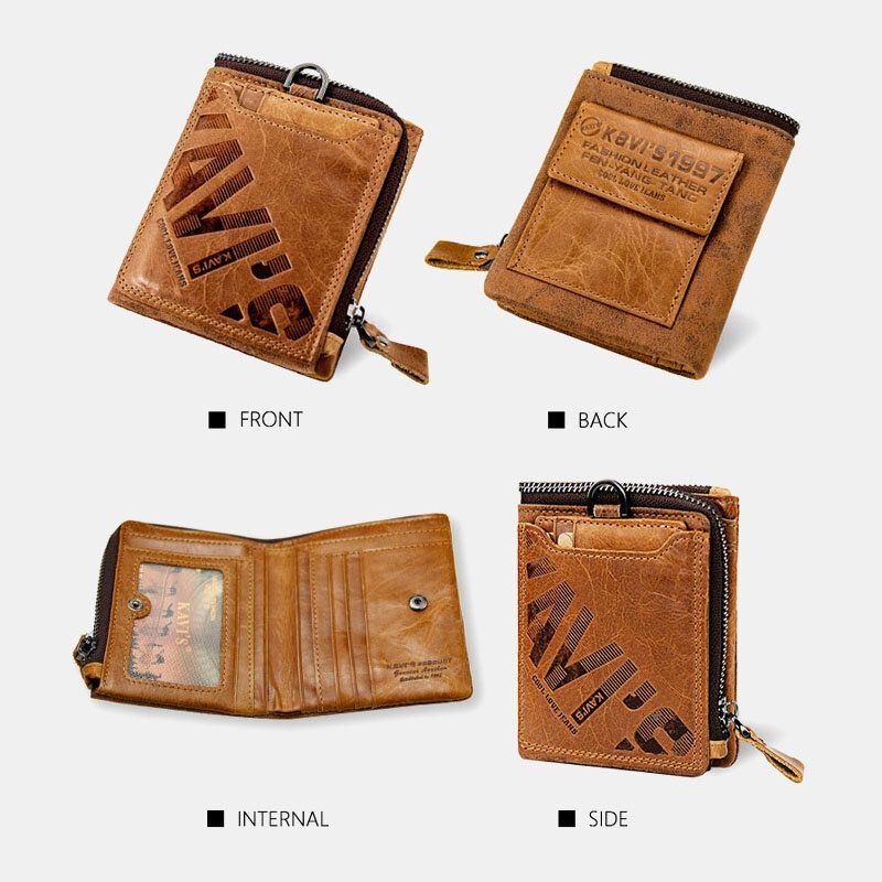 Herren Echtleder Multifunktions Retro Bifold Multi Card Slot Kartenhalter Geldbörsen Mappen Geldscheinklammer