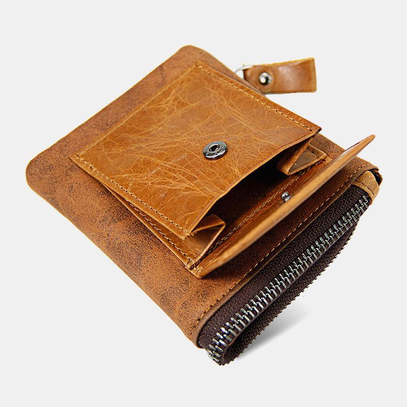 Herren Echtleder Multifunktions Retro Bifold Multi Card Slot Kartenhalter Geldbörsen Mappen Geldscheinklammer