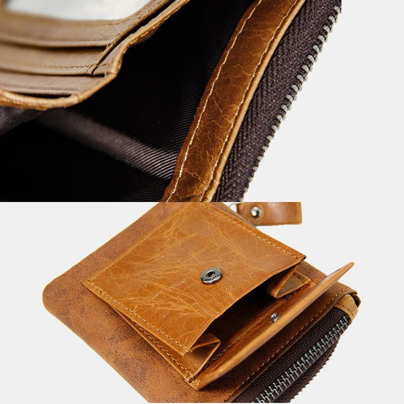 Herren Echtleder Multifunktions Retro Bifold Multi Card Slot Kartenhalter Geldbörsen Mappen Geldscheinklammer