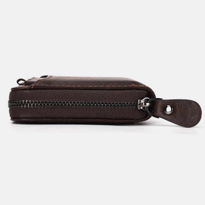 Herren Echtleder Reißverschluss Retro Business Multi Card Slot Leder Kartenhalter Geldbörse