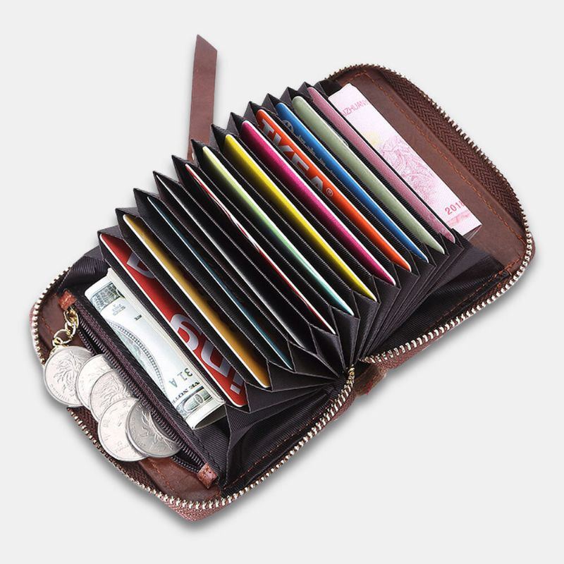 Herren Echtleder Retro Anti Diebstahl Multi Card Slot Organ Kartenhalter Geldbörse