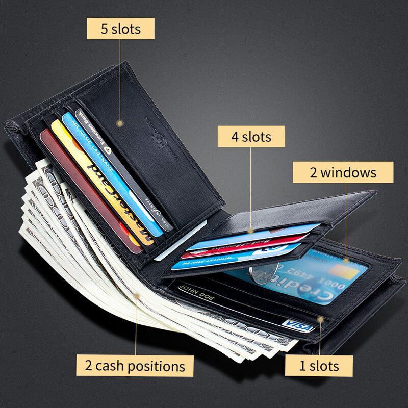 Herren Echtleder Slim Wallet Anti Diebstahl Multi Card Slot Kartenhalter Geldbörse Clip Wallet