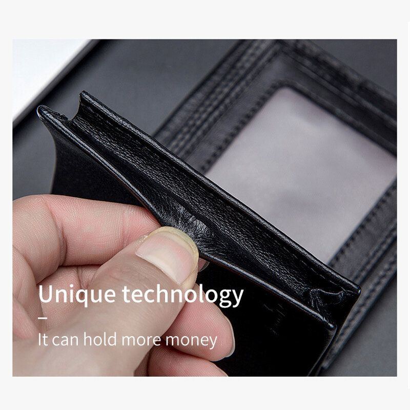 Herren Echtleder Slim Wallet Anti Diebstahl Multi Card Slot Kartenhalter Geldbörse Clip Wallet