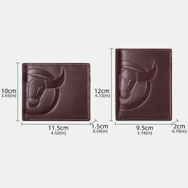 Herren Geldbörsen Horizontal Vertikal Bifold Anti Diebstahl Bürste Multi Card Slot Kartenhalter Geldscheinklammer Rindsleder Geldbörsen