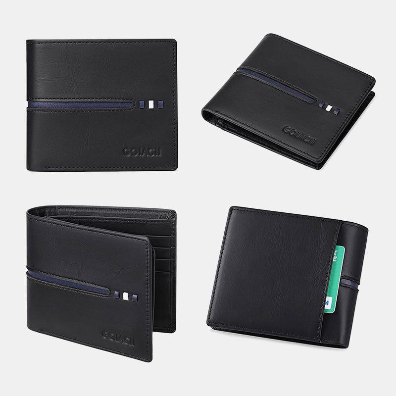 Herren Horizontal Bifold Blocking Card Case Retro Short Multi Card Slot Card Holder Coin Purse Money Clip Führerschein Wallet