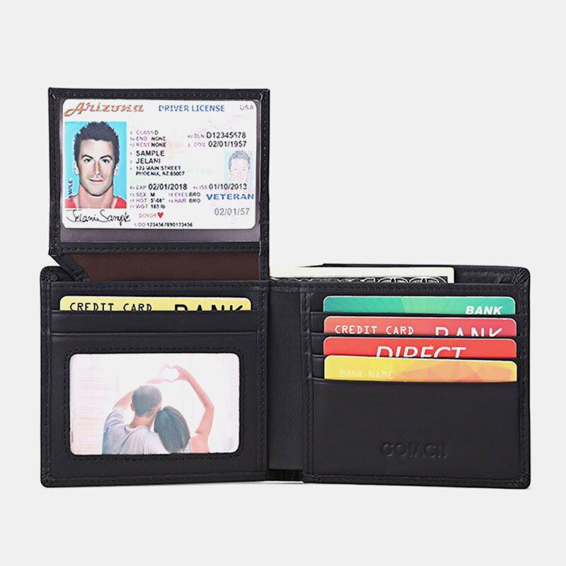 Herren Horizontal Bifold Blocking Card Case Retro Short Multi Card Slot Card Holder Coin Purse Money Clip Führerschein Wallet