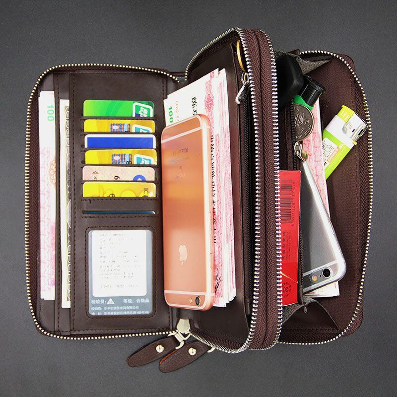 Herren Kunstleder Große Kapazität Business 5.8 Zoll Telefon Clutch Wallet Multi Slot Card Holder Wallet