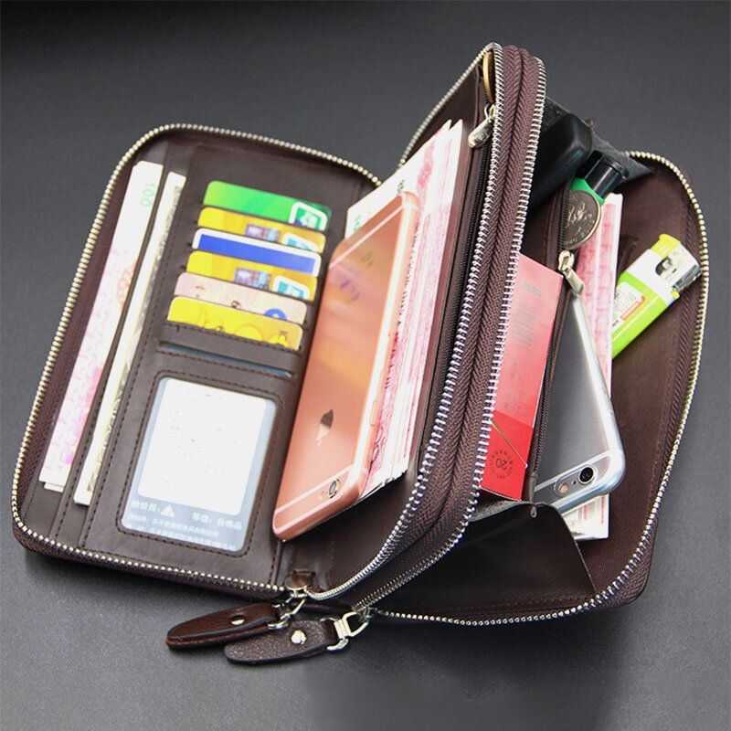 Herren Kunstleder Große Kapazität Business 5.8 Zoll Telefon Clutch Wallet Multi Slot Card Holder Wallet