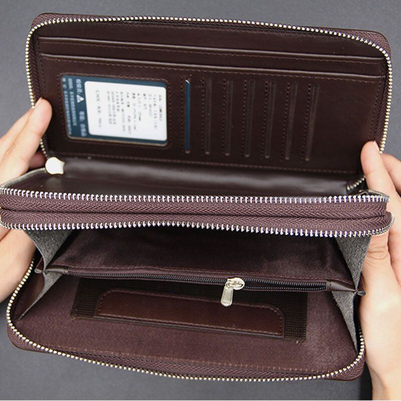 Herren Kunstleder Große Kapazität Business 5.8 Zoll Telefon Clutch Wallet Multi Slot Card Holder Wallet