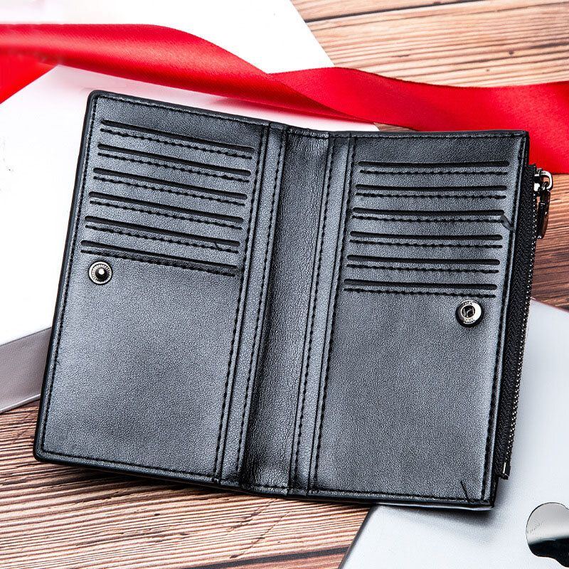 Herren Kunstleder Retro Business Multi Slot Hand Carry Card Holder Wallet Clutch Geldbörse