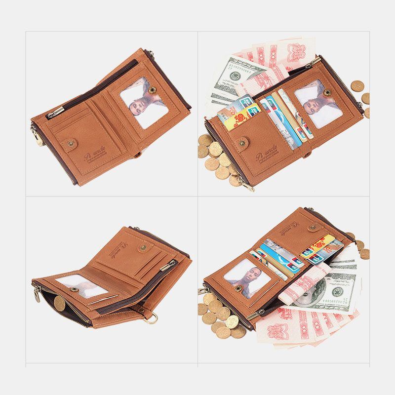 Herren Kurz Bifold Blocking Minimalist Wallet Retro Multi Card Slot Kartenhalter Rindsleder Führerschein Geldbörse