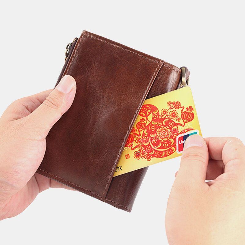 Herren Kurz Bifold Blocking Minimalist Wallet Retro Multi Card Slot Kartenhalter Rindsleder Führerschein Geldbörse