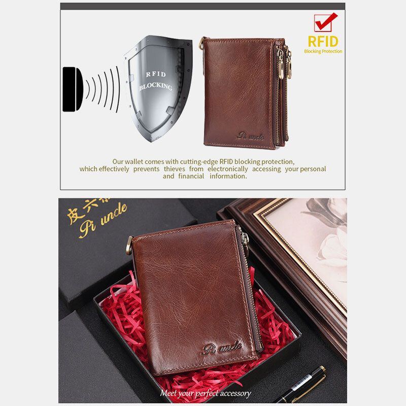 Herren Kurz Bifold Blocking Minimalist Wallet Retro Multi Card Slot Kartenhalter Rindsleder Führerschein Geldbörse