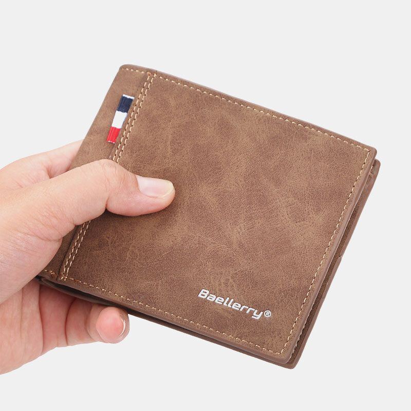 Herren Pu Leder Multi Kartensteckplatz Casual Thin Money Clip Card Holder Wallet