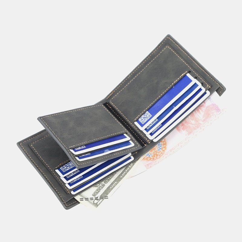 Herren Pu Leder Multi Kartensteckplatz Casual Thin Money Clip Card Holder Wallet