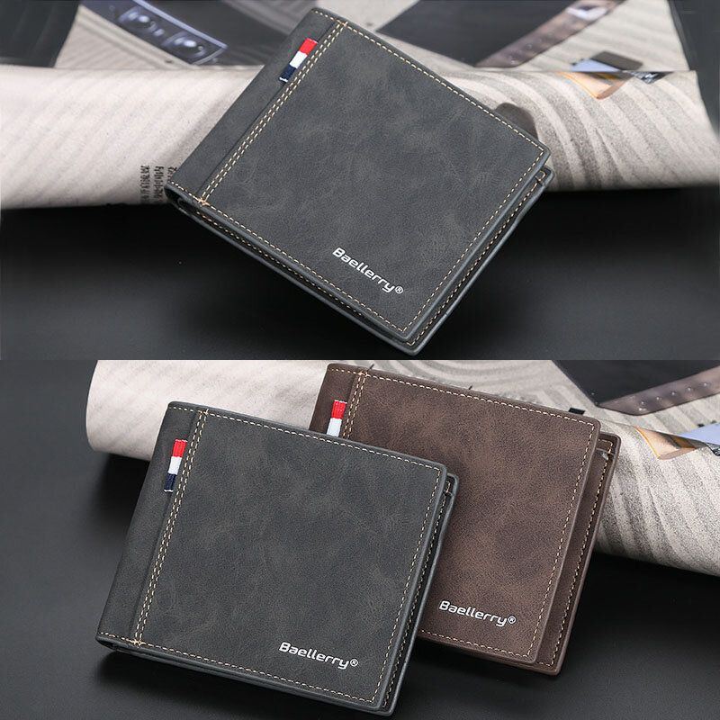 Herren Pu Leder Multi Kartensteckplatz Casual Thin Money Clip Card Holder Wallet