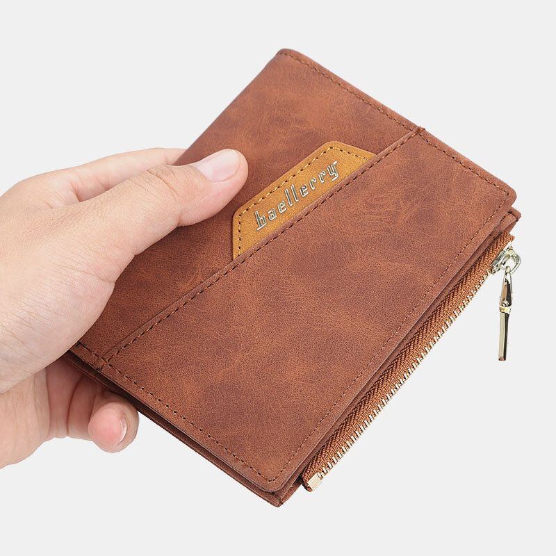 Herren Pu Leder Multi Kartensteckplatz Casual Thin Money Clip Card Holder Wallet