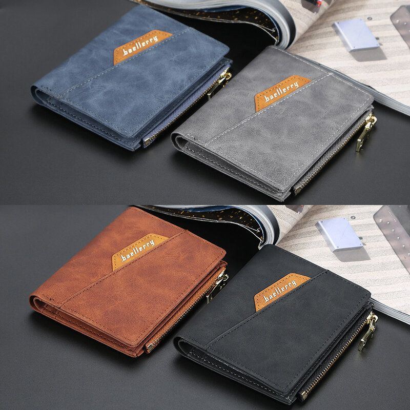 Herren Pu Leder Multi Kartensteckplatz Casual Thin Money Clip Card Holder Wallet