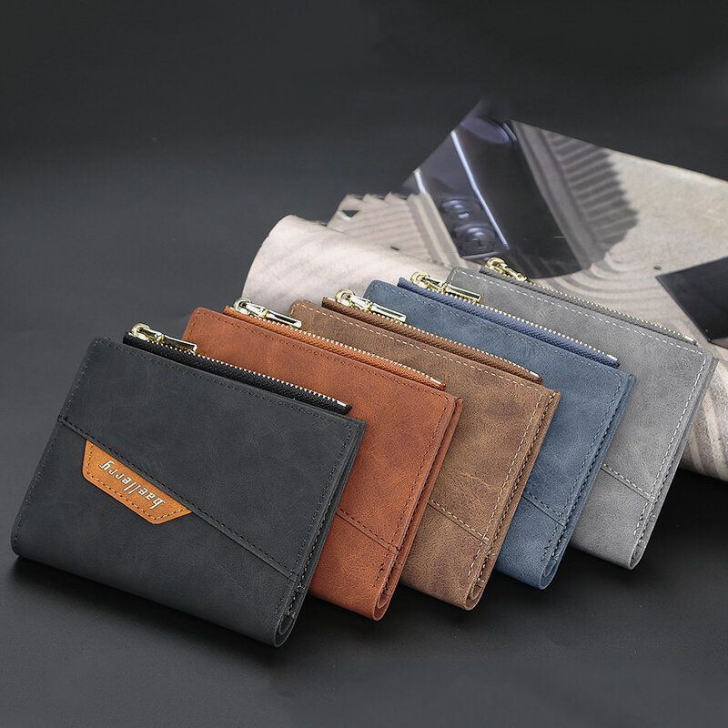 Herren Pu Leder Multi Kartensteckplatz Casual Thin Money Clip Card Holder Wallet