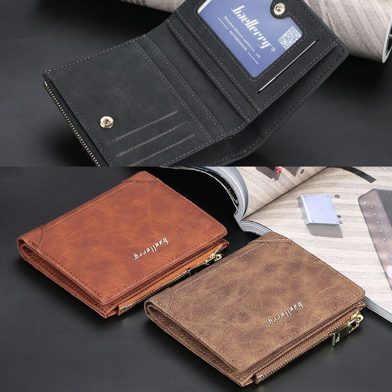 Herren Pu Leder Multi Kartensteckplatz Casual Thin Money Clip Card Holder Wallet