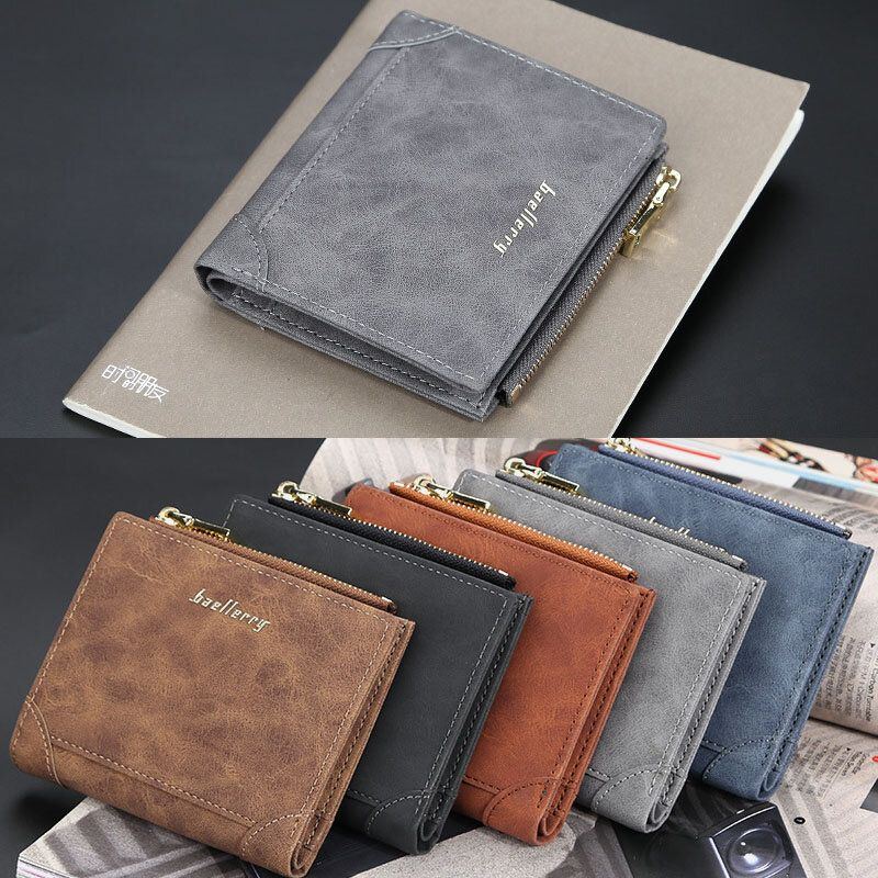 Herren Pu Leder Multi Kartensteckplatz Casual Thin Money Clip Card Holder Wallet