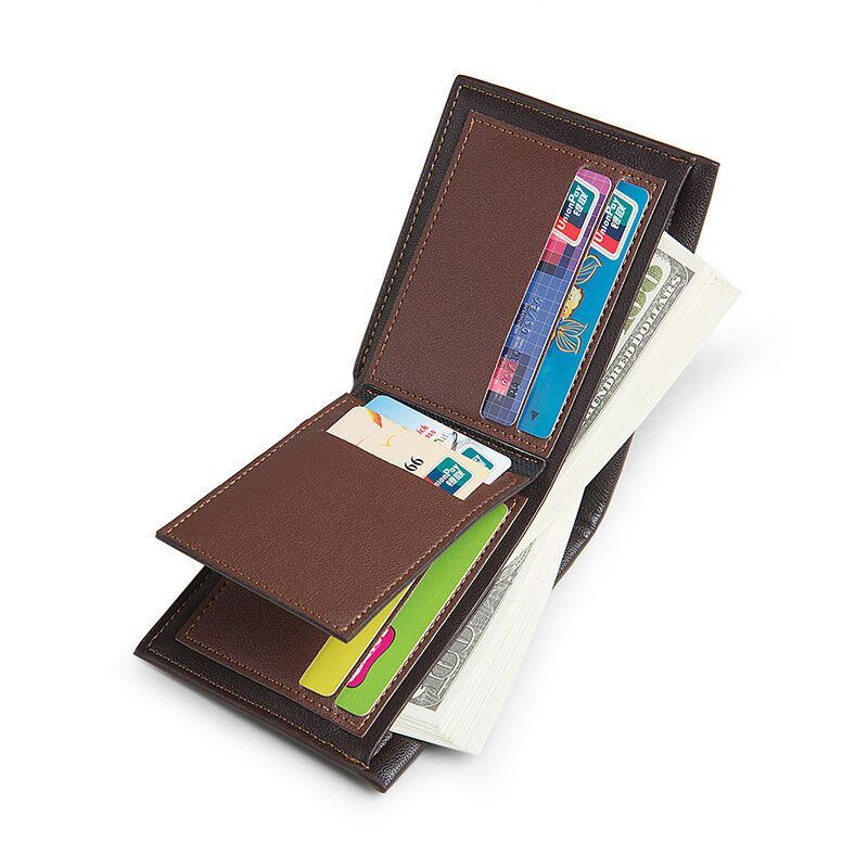 Herren Pu Leder Retro Casual Geprägtes Karomuster Multi Card Slot Trifold Card Holder Wallet