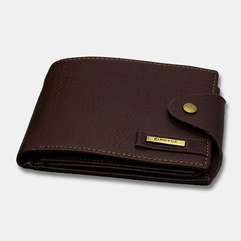 Herren Pu Leder Trifold Hasp Große Kapazität Retro Casual Kartenhalter Münzgeldbörse