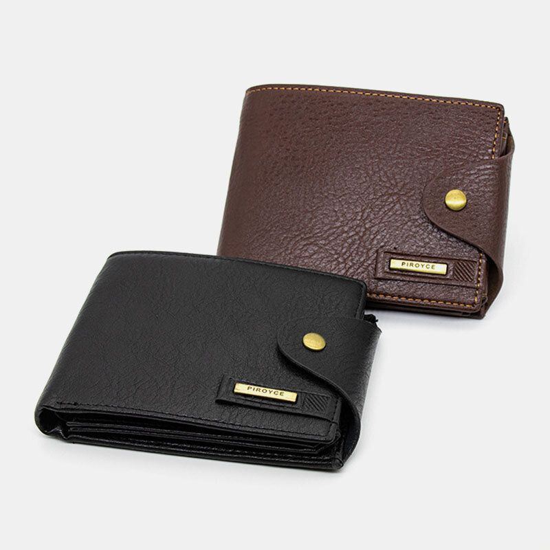 Herren Pu Leder Trifold Hasp Große Kapazität Retro Casual Kartenhalter Münzgeldbörse