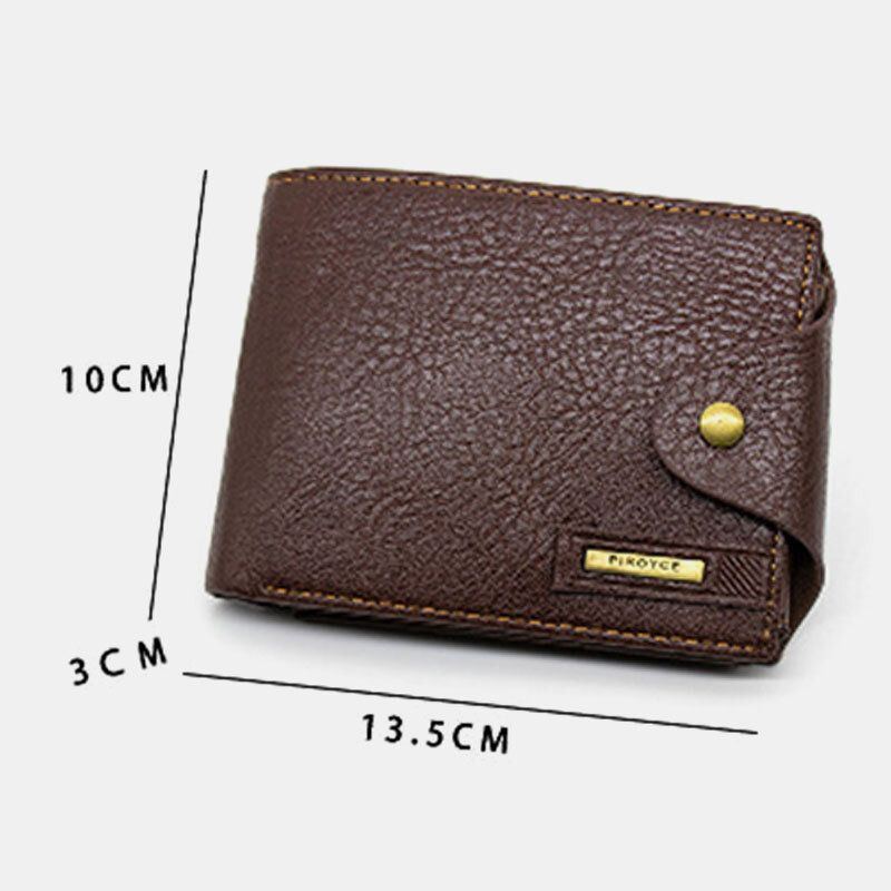 Herren Pu Leder Trifold Hasp Große Kapazität Retro Casual Kartenhalter Münzgeldbörse