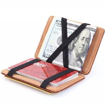 Herren Pu Money Card Clip Magic Wallet Lässige Kupplung Bus Card Bag